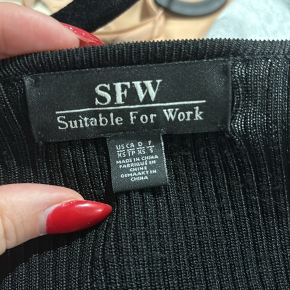 Suitable for work long sleeve ribbed plunge crossover long sleeve - Picture 3 of 4